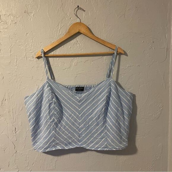 Lane Bryant Tops - Lane Bryant Light Blue Striped Nautical Linen Cotton Tank top Lightweight sz 22
